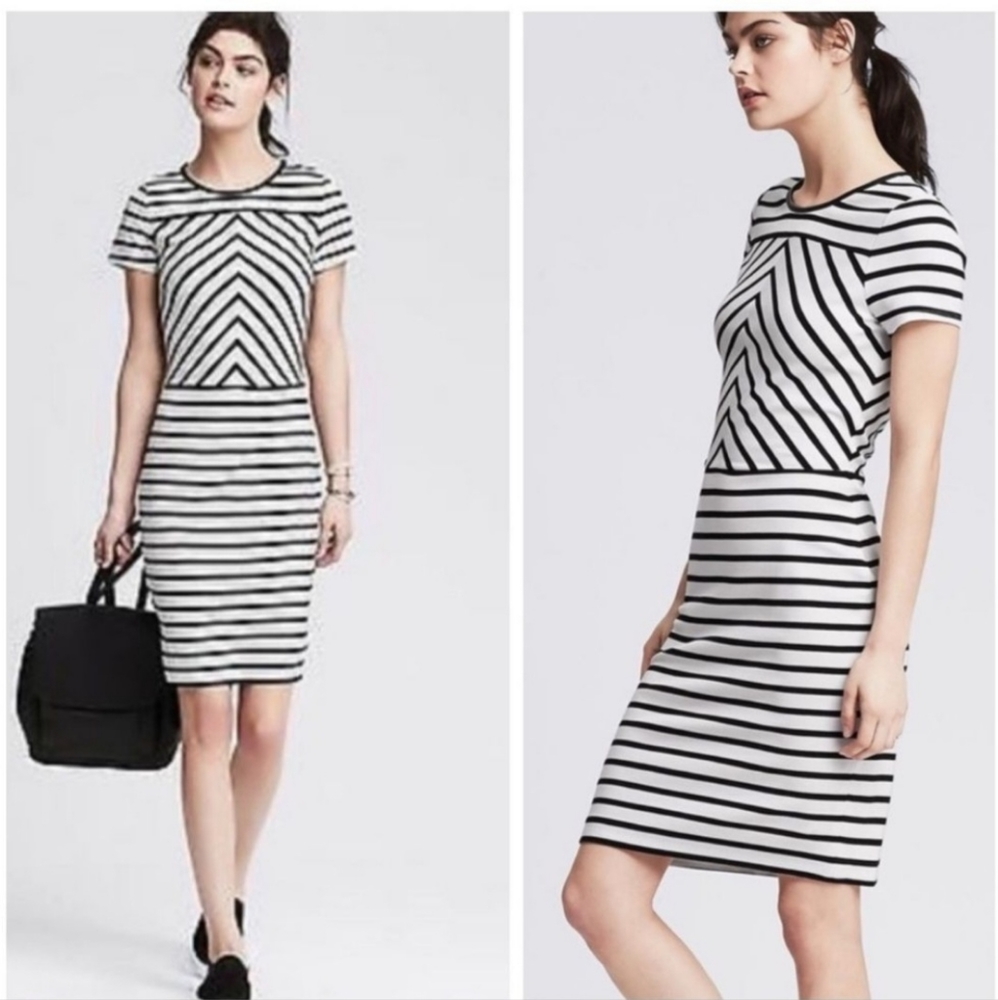Banana Republic Black and White Striped dress